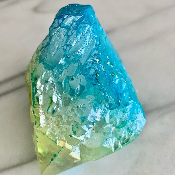 Yellow/Aqua Aura Quartz Crystal - Picture 7 of 10